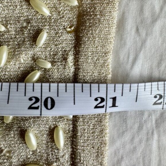 Vintage Cream Knit Tank w Embroidered Pearls and Sequins - Picture 14 of 14